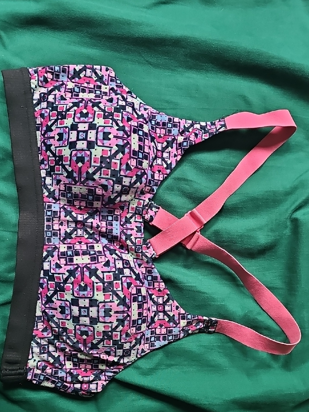 VSX Pink and Navy Geometric Support Sports Bra